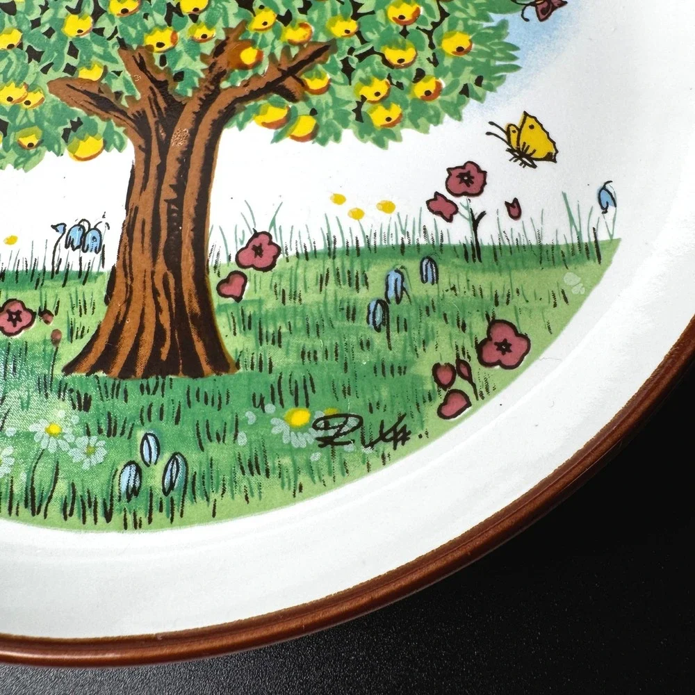 Vintage Oakstone Seneca 1983 Tree Seasons Art Decorative Plates Set 2 Signed
